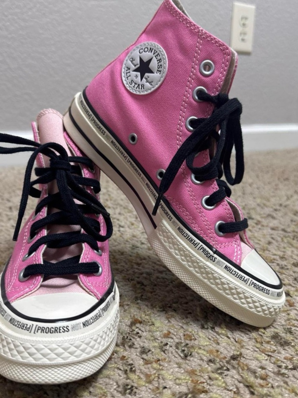 Converse Pink High-Top Sneakers with Black Laces